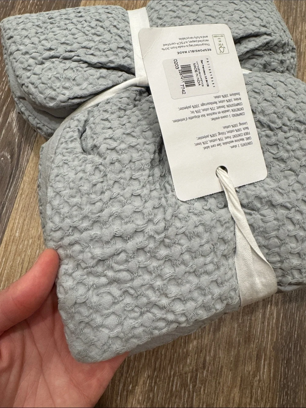 NWT, Pottery Barn- Vintage Washed sham, standard, Cloud Blue